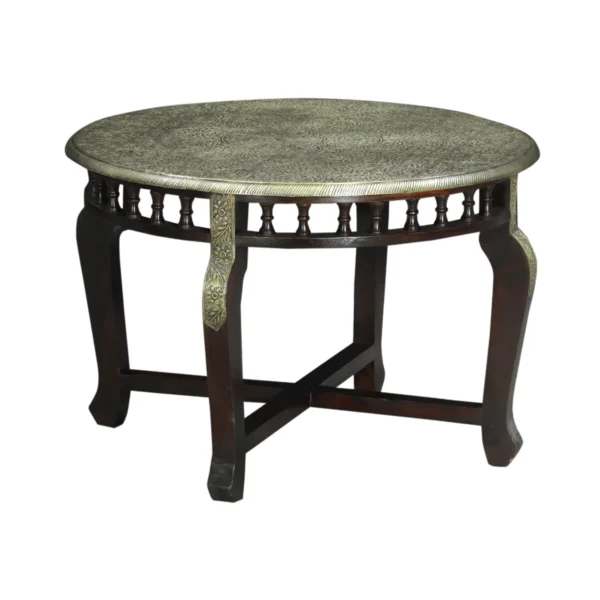 Savoy Small Round Wooden Coffee Table with Ornate Carving