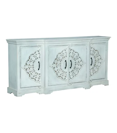 Sonoma Distressed White 4 Door Large Wooden Sideboard