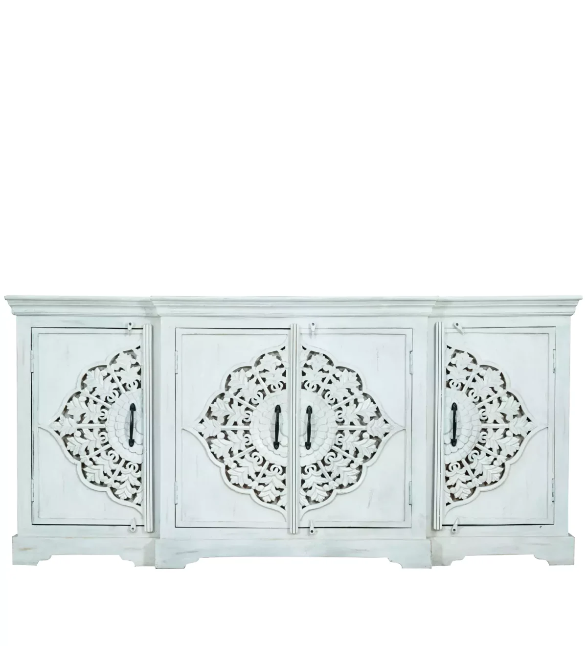 Sonoma Distressed White 4 Door Large Wooden Sideboard