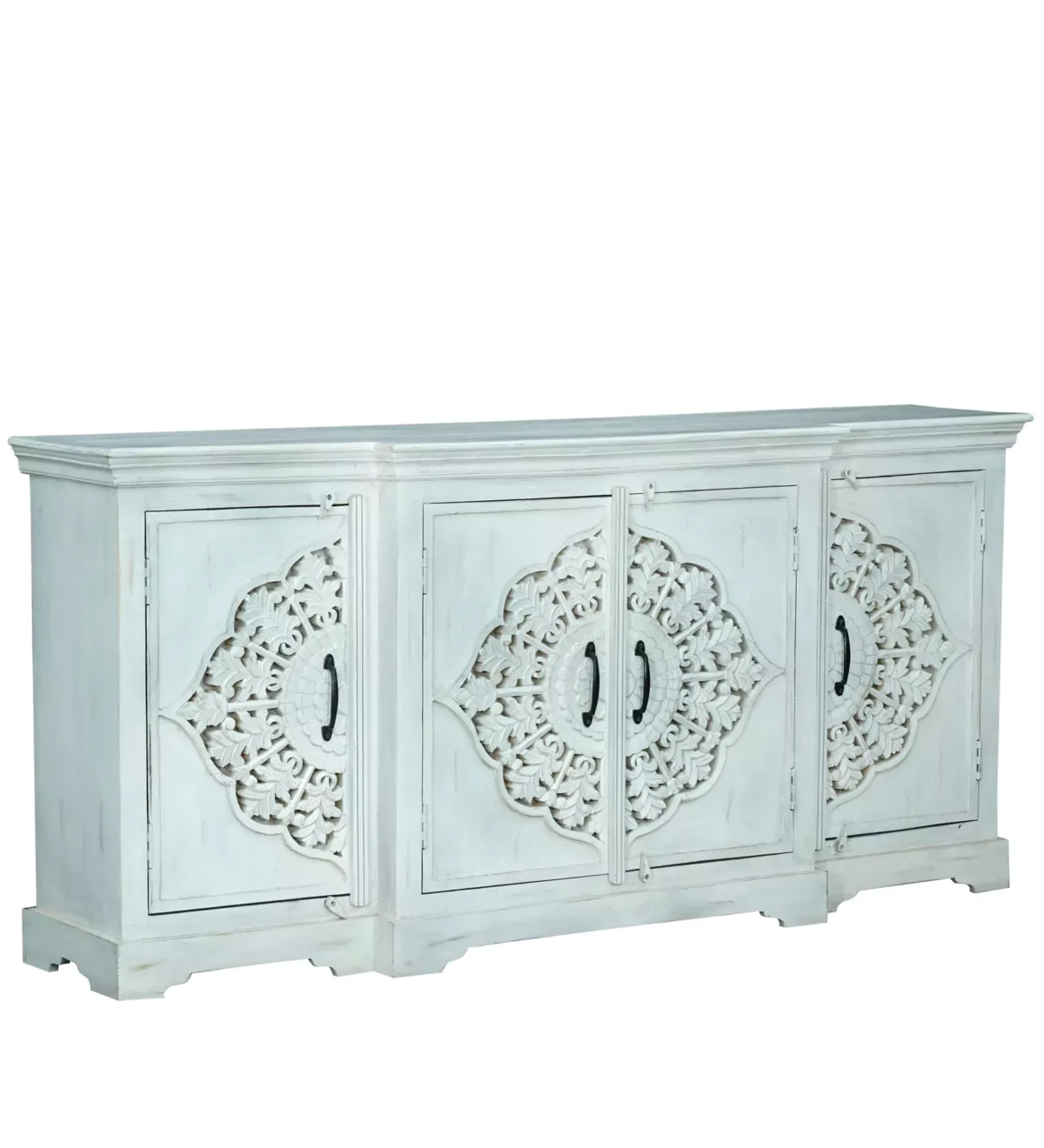 Sonoma Distressed White 4 Door Large Wooden Sideboard