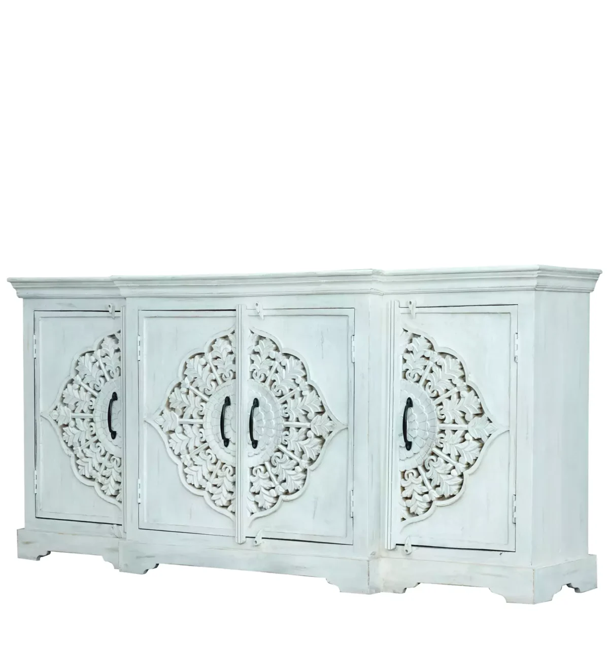 Sonoma Distressed White 4 Door Large Wooden Sideboard