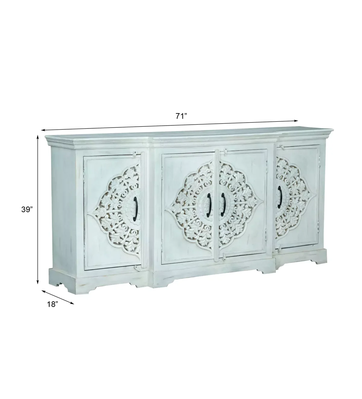 Sonoma Distressed White 4 Door Large Wooden Sideboard