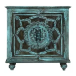 Tonalea Hand-Carved Distressed Turquoise Solid Wood Small Sideboard
