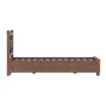Winnetka Teak Finish Low Profile Wooden Bed with Decorative Carving