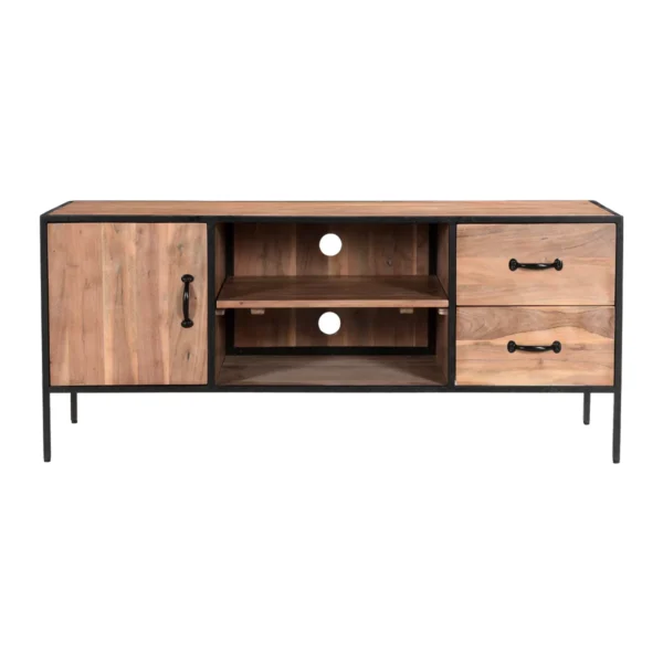 Briventa Solid Wood Rustic TV Unit with Storage - Front View