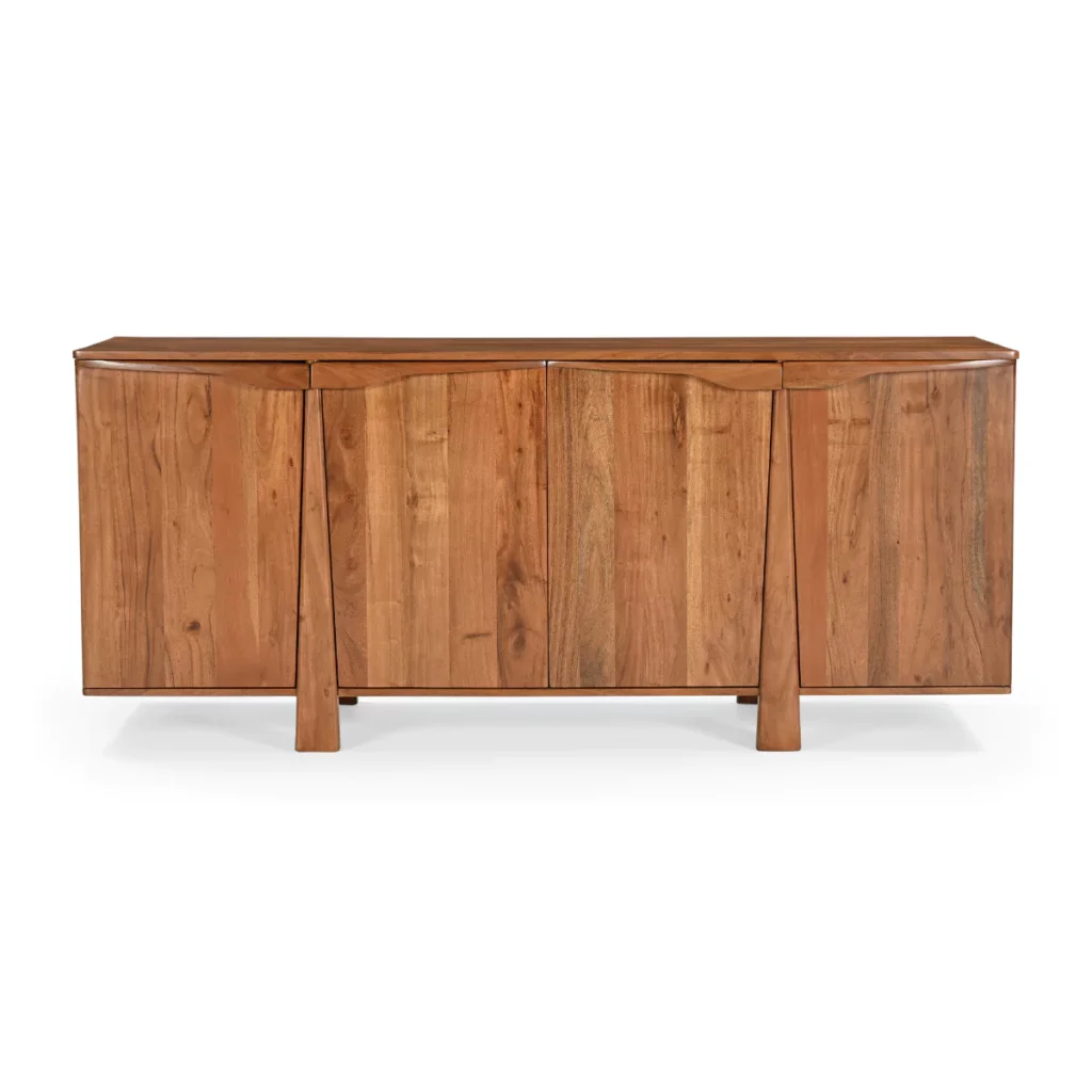 Cirevana Mid-Century 4-Door Large Wooden Sideboard - Front View
