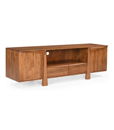 Cirevana Mid-Century Modern Large Wooden TV Stand - Isometric View