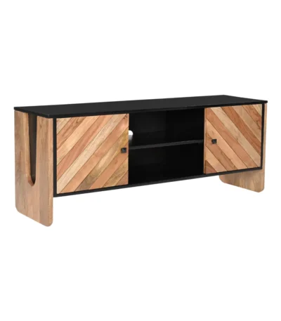 Crestora Dual-Tone Modern Wooden TV Unit - Isometric View