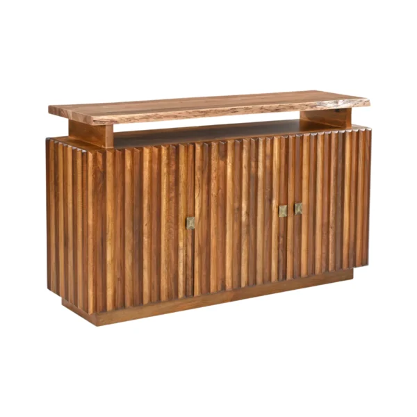 Drevora Modern Solid Wood 3-Door Sideboard - Isometric Angle