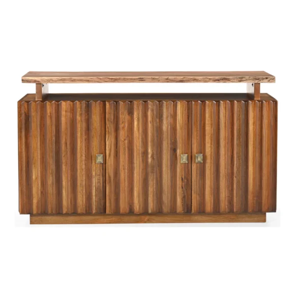 Drevora Modern Solid Wood 3-Door Sideboard - Front Angle