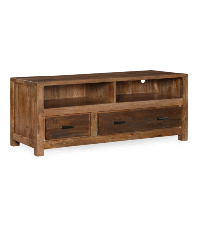Orvencia Brown Solid Rustic Wood Media Console - Isometric View
