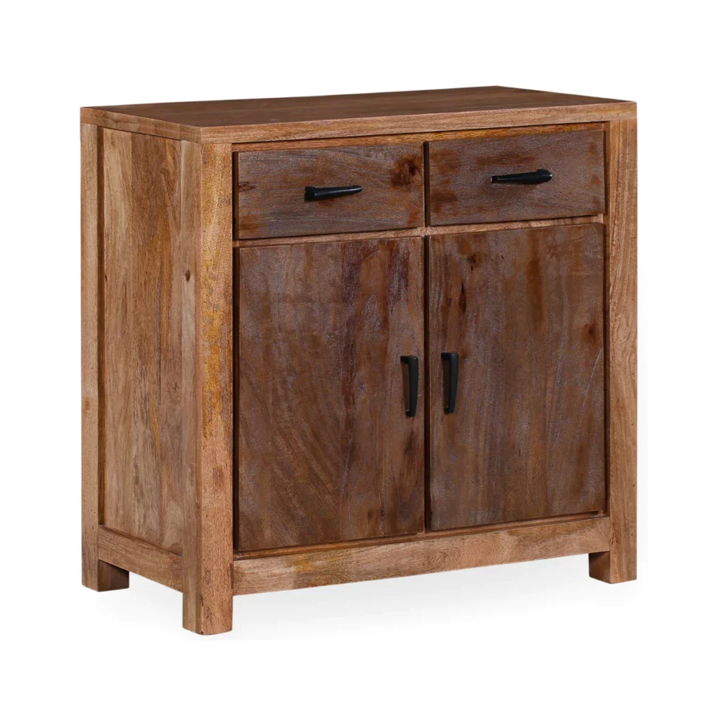 Orvencia Rustic Brown Solid Wood Small Sideboard - Isometric View