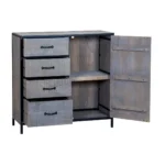 Ovela Industrial Style Grey Wooden Sideboard - Open View