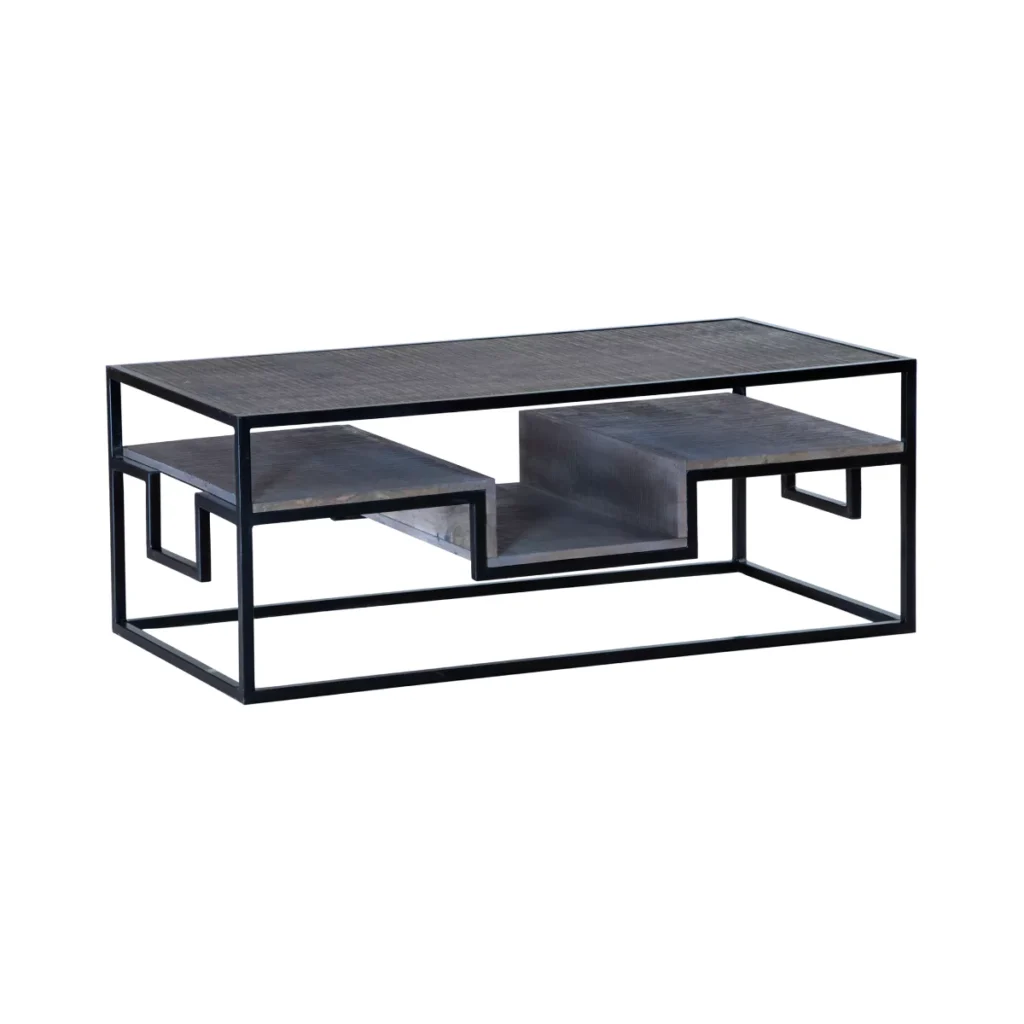 Ovela Solid Wood Rectangular Coffee Table with Storage - Isometric View