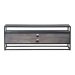 Ovela Wooden Grey Industrial TV Stand - Back View