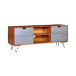 Vexlore Modern Solid Acacia Wood TV Stand - Isometric View